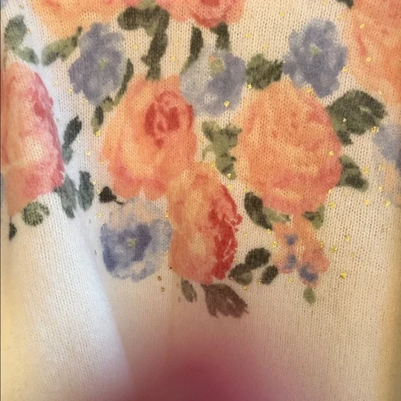 Sezane Floral Knit Sweater - Cream with Pink and Blue Accents - Picture 8 of 10